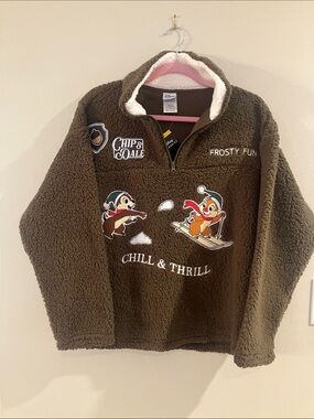 NWT Chip & Dale 'Chill & Thrill' Brown Sherpa Pullover